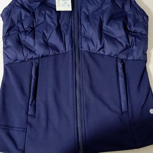 CALIA Cold Dash Run Vest Womens Size XS Blue Full Zip Quilted Jacket Zip Pockets - Picture 15 of 15